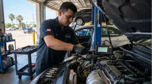 A Machanic Fixing The Car Sputtering With the Check Engine Light On