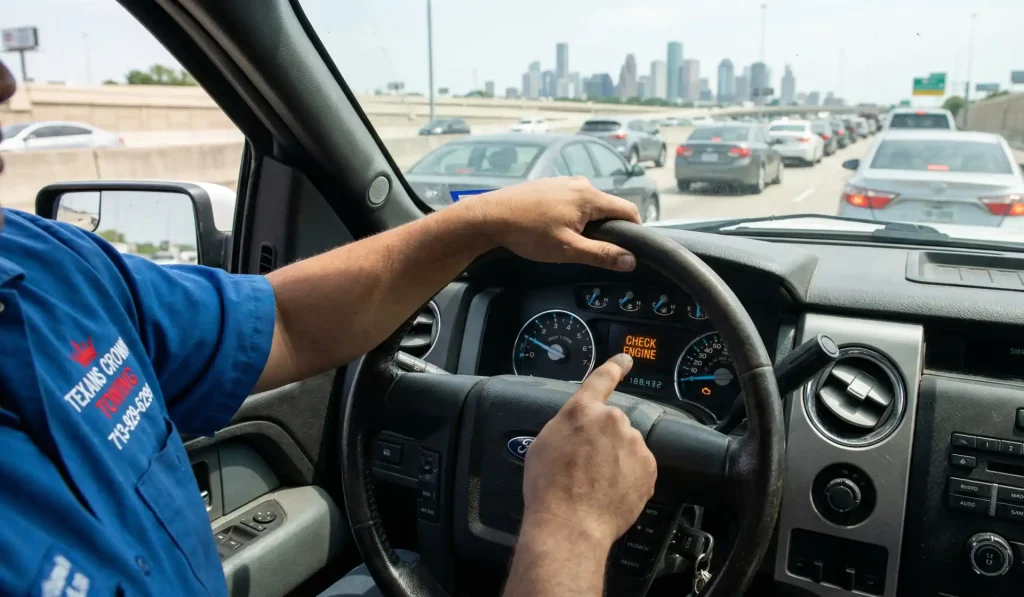 A person indicating the Flashing Engine Light